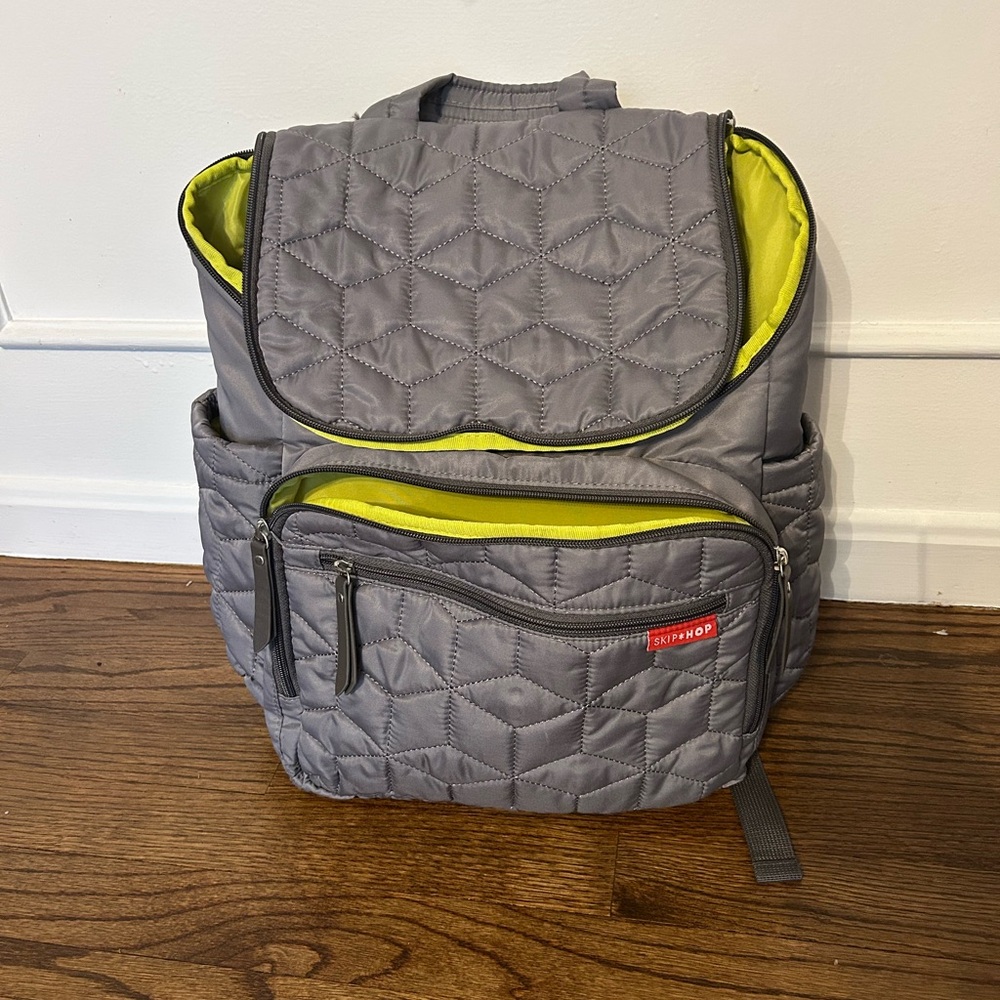 Skip Hop Gray Quilted Diaper Backpack